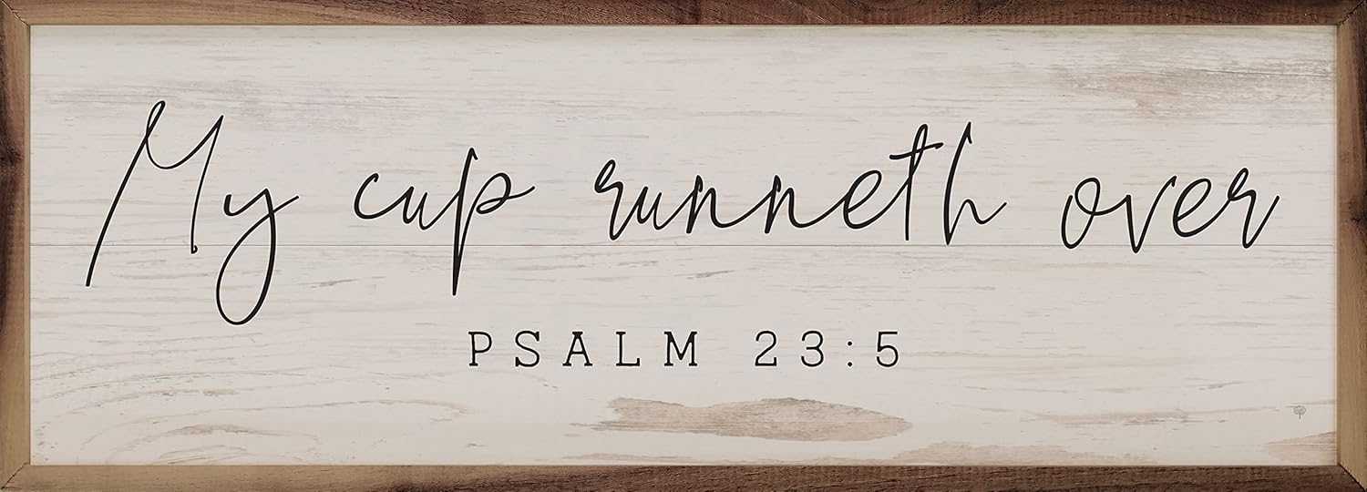 My Cup Runneth Over Psalm 23 5 Whitewash Faith Wall Home Decor Series Wooden Sign Décor By Kendrick Home, Different Size Faith Wall Decor, Home Wall Decor, Signs For Home Decor Wall (36x12)