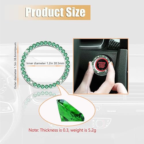 Miniatura 2 de Calcomanías de anillo de arranque de motor de diamantes de imitación de cristal, cubierta de anillo de encendido para botón de arranque, accesorios