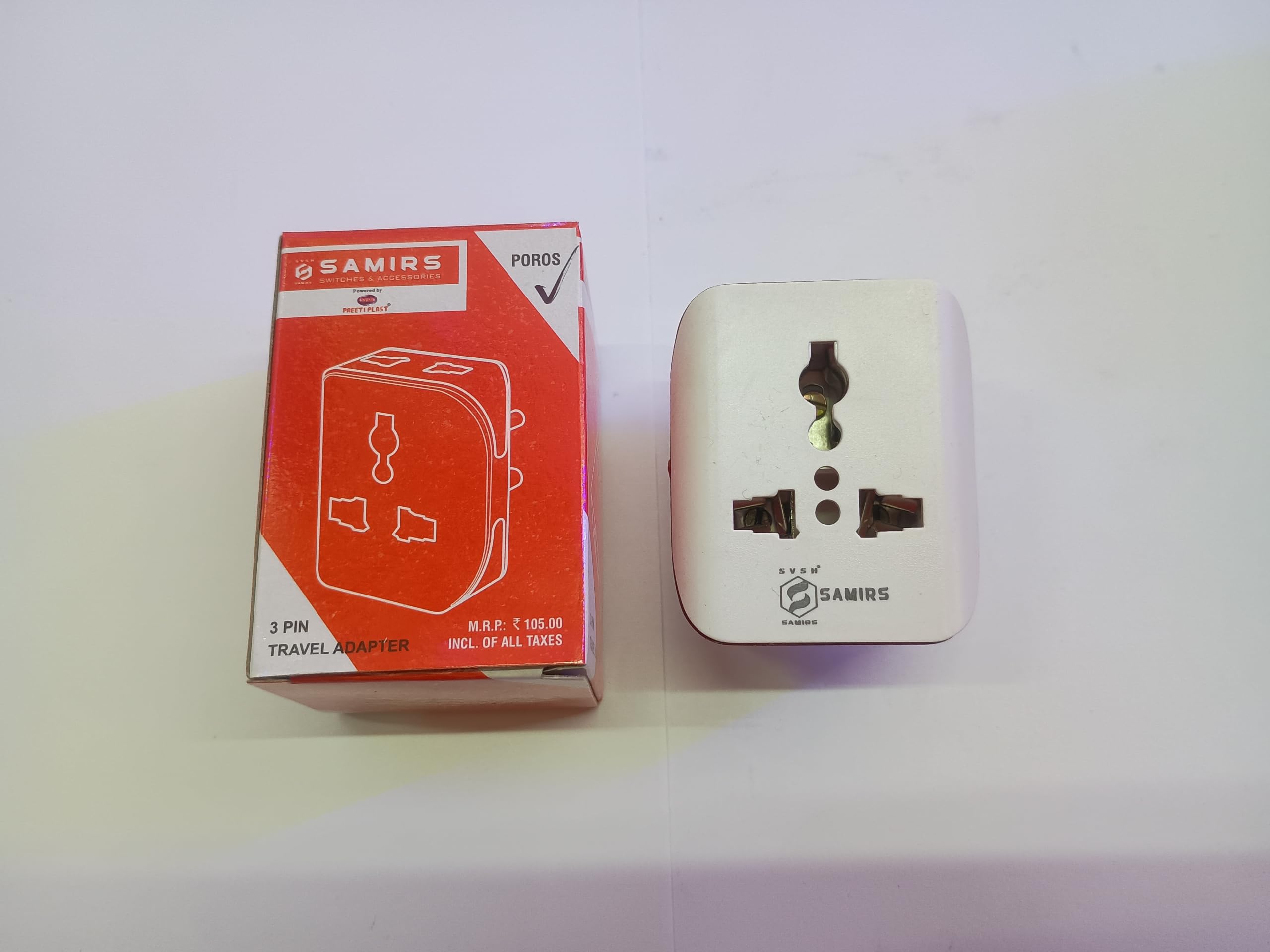 3 Pin Universal Travel Adapter, White | Multi-Pin Socket, Compact Design, Universal Compatibility, Easy Plug-In, Switches & Accessories-image-5