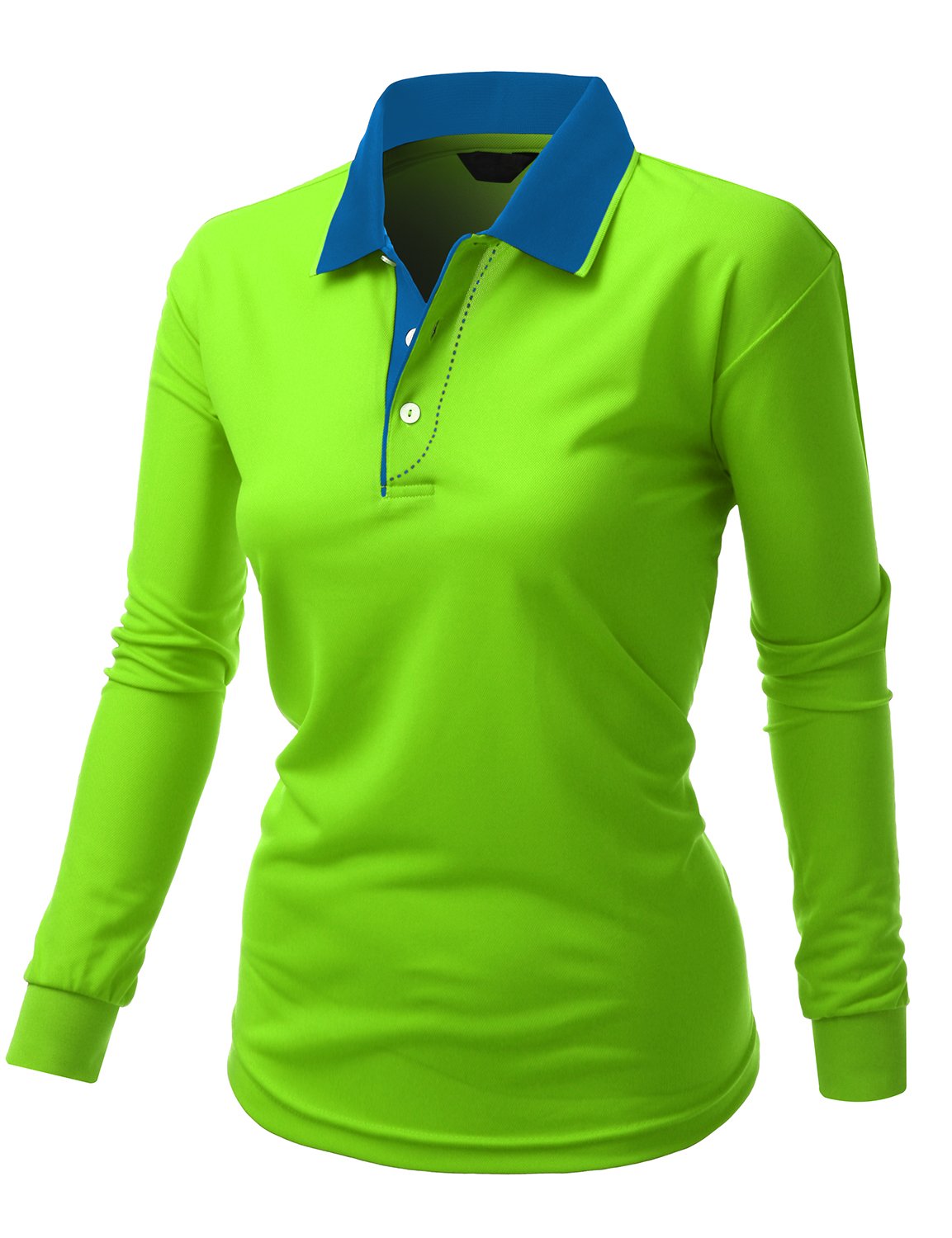 XprilWomen's Basic Luxurious Coolon Polo Collar Long Seleeve T-Shirt