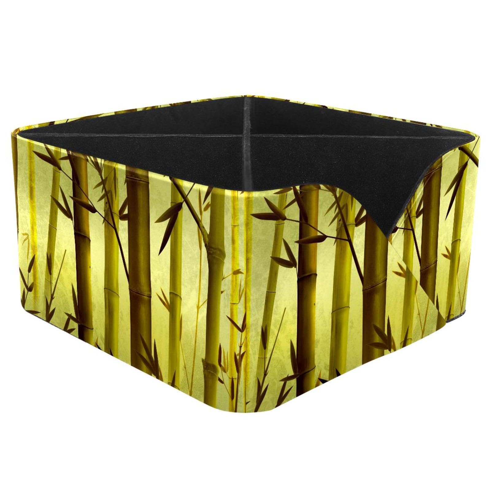 KengjuTesu Bamboo Forest Desktop Organizer Pen Holder, Rectangular Pencil Cup for Office, Study and Makeup Stations
