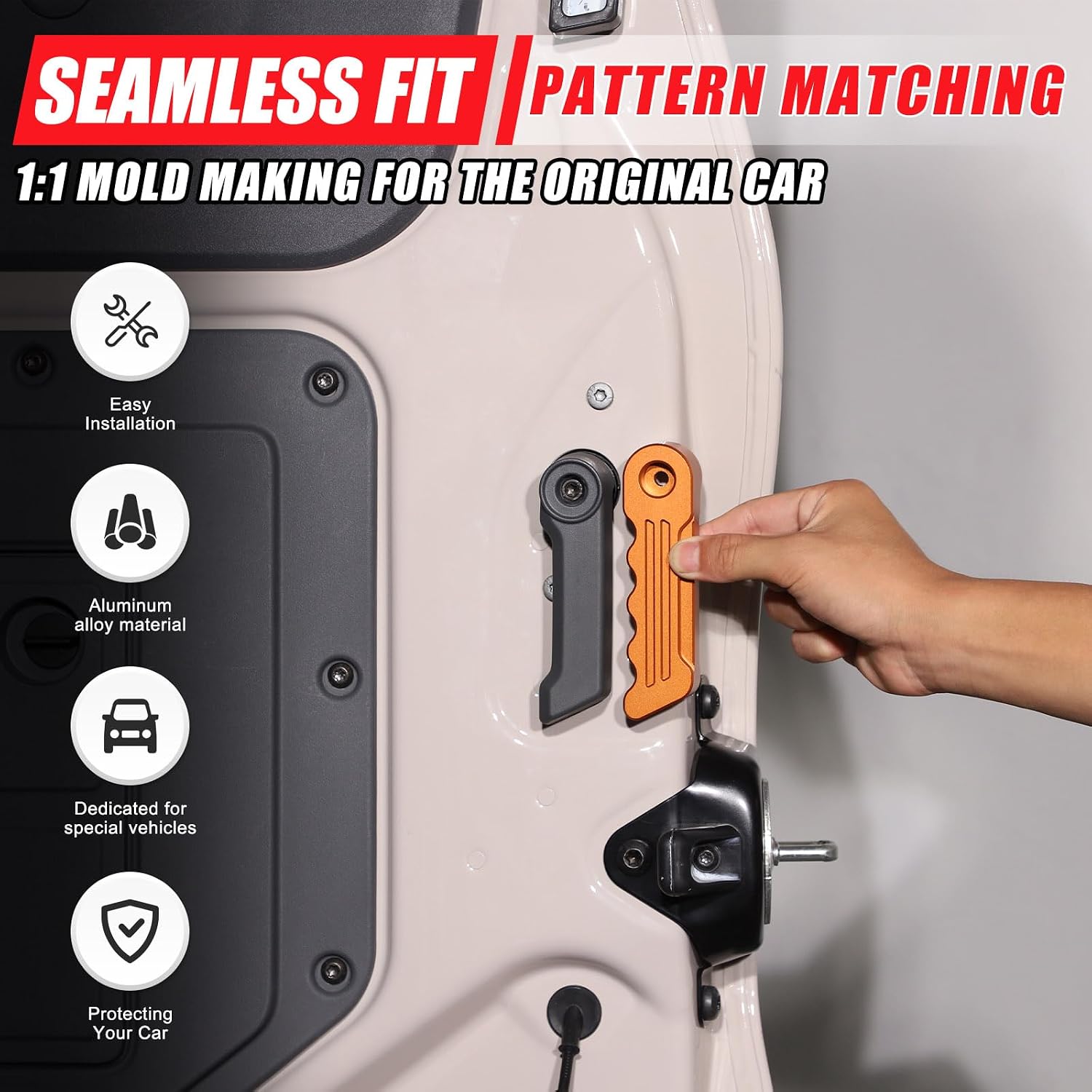 Tailgate Handle Replacement Compatible with INEOS Grenadier 2020-2024 Accessories Aluminum Alloy Rear Trunk Door Tailgate Garnish Handle Trim (Orange)