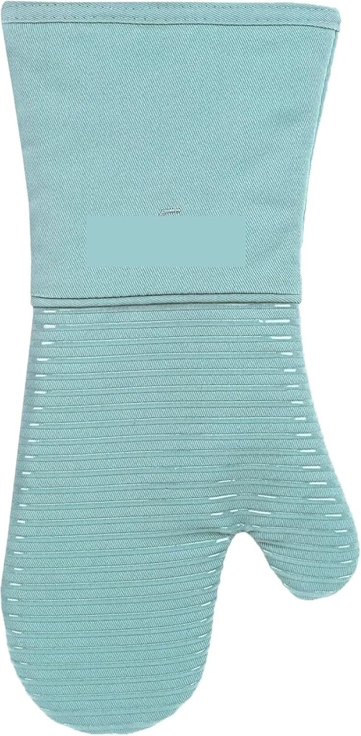 Heat-Resistant Silicone Oven Mitt, Up to 500°F, Cotton & Silicone Blend, 14"x7", Kitchen and BBQ Use, 1-Pack