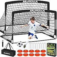 Vista 1 de Portería de fútbol, juego de porterías de fútbol para niños para patio trasero, paquete de 2 redes de fútbol portátiles desplegables con pelota