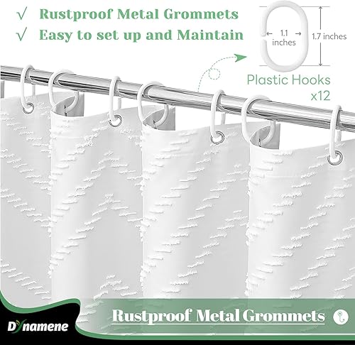 Vista 43 de Dynamene - Cortina de ducha, bohemia y rústica con rayas con chebrón en relieve, cortina texturizada para decoración de baño, juego de cortina A.