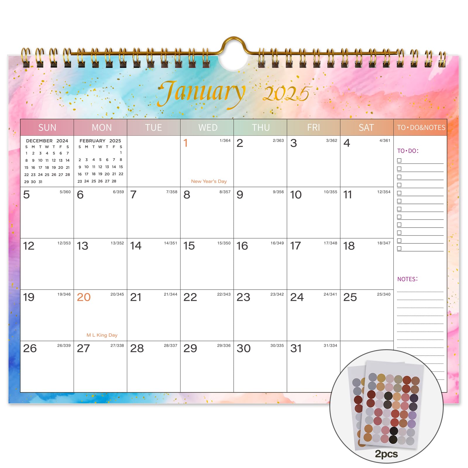 Lbylyhxc 2025-2026 Calendar - Includes January 2025 to June 2026 -18 Monthly Wall Calendar 2025-2026, 11 x 8.5 Inches.Thick Paper with Julian Dates and Block for New Year and Christmas Presents (Wall Calendar Colorful)