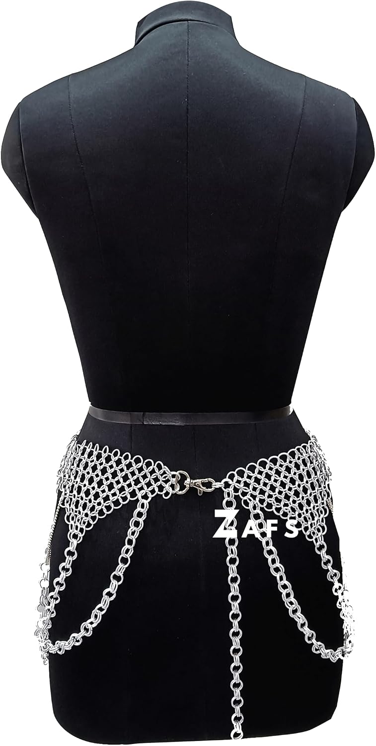 Chainmail Mini Skirt Medieval Aluminium Handmade Chainmail Ornamental Belt Chainmail Belly Dance Belt