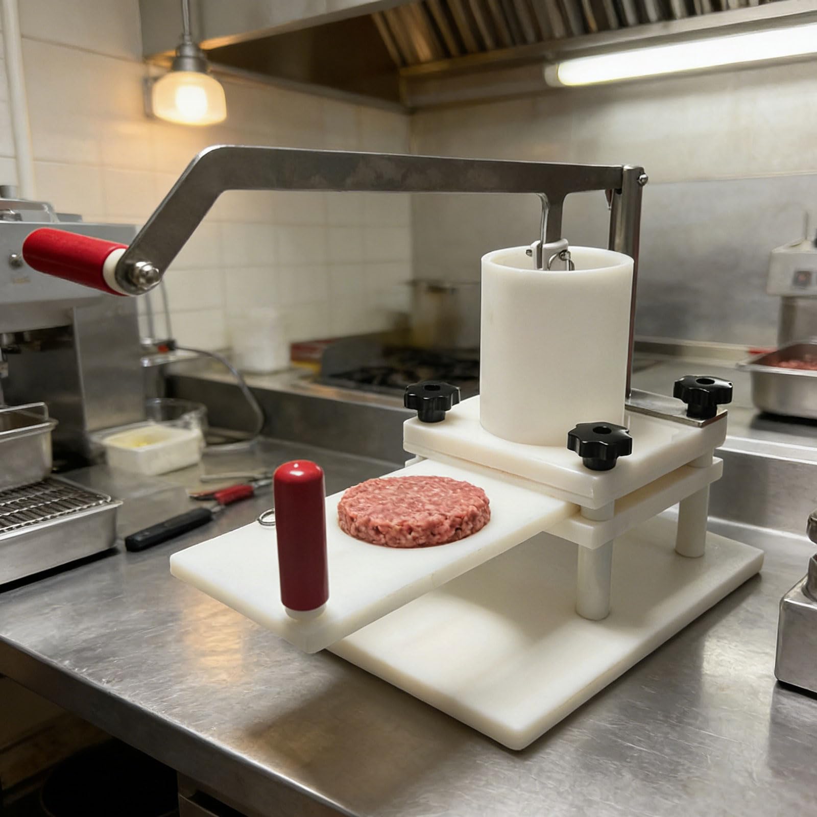 Handbetriebene Pattypresse, Presse 1,5 kg Fleisch auf einmal, antihaftbeschichtete Burger-Patty-Form, kommerzielle und private Nutzung