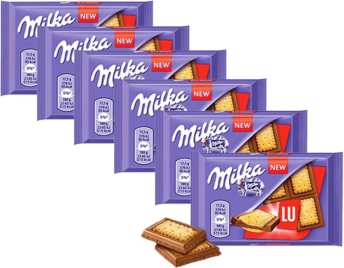 Milka Lu Biscuits with Chocolate Pack of 6 Delicious Tasty And Twisty Treat Gift Hamper For Birthday,Christmas Sold By Kidzbuzz