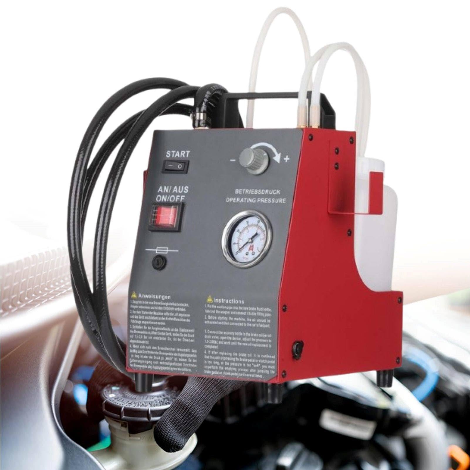 MhWrughts Electric Brake Fluid Exchange Machine DC12V Pulse Brake Bleeder, Automotive One-Person Brake Service Tool with Universal Master Cylinder for Professional Garages