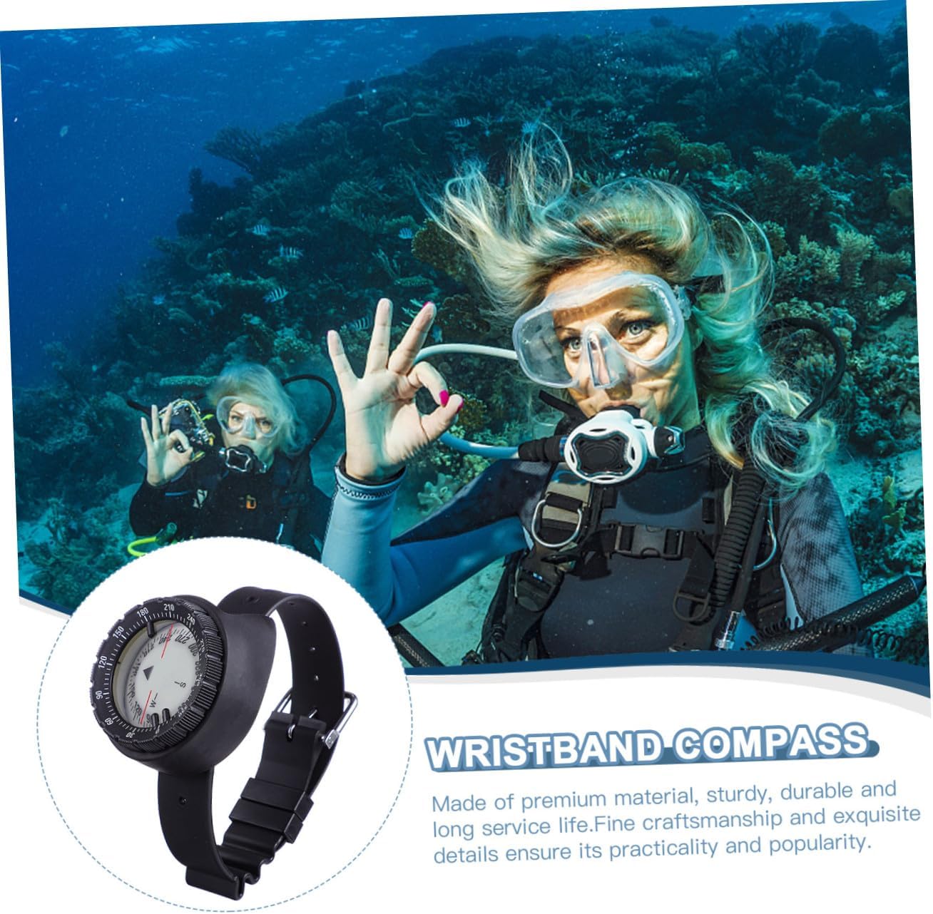 Luminous Wristband Compass Waterproof Portable Mini Outdoor Navigation Tool for Hiking Diving Camping