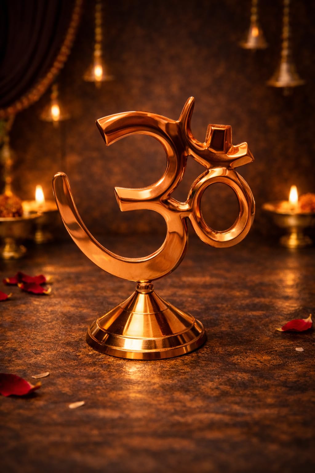 MOJO JOJO Brass Om Symbol Showpiece for Home Temple | Decorative Om Idol Statue for Pooja Room, Meditation Space, Office Desk & Spiritual Home Décor 2