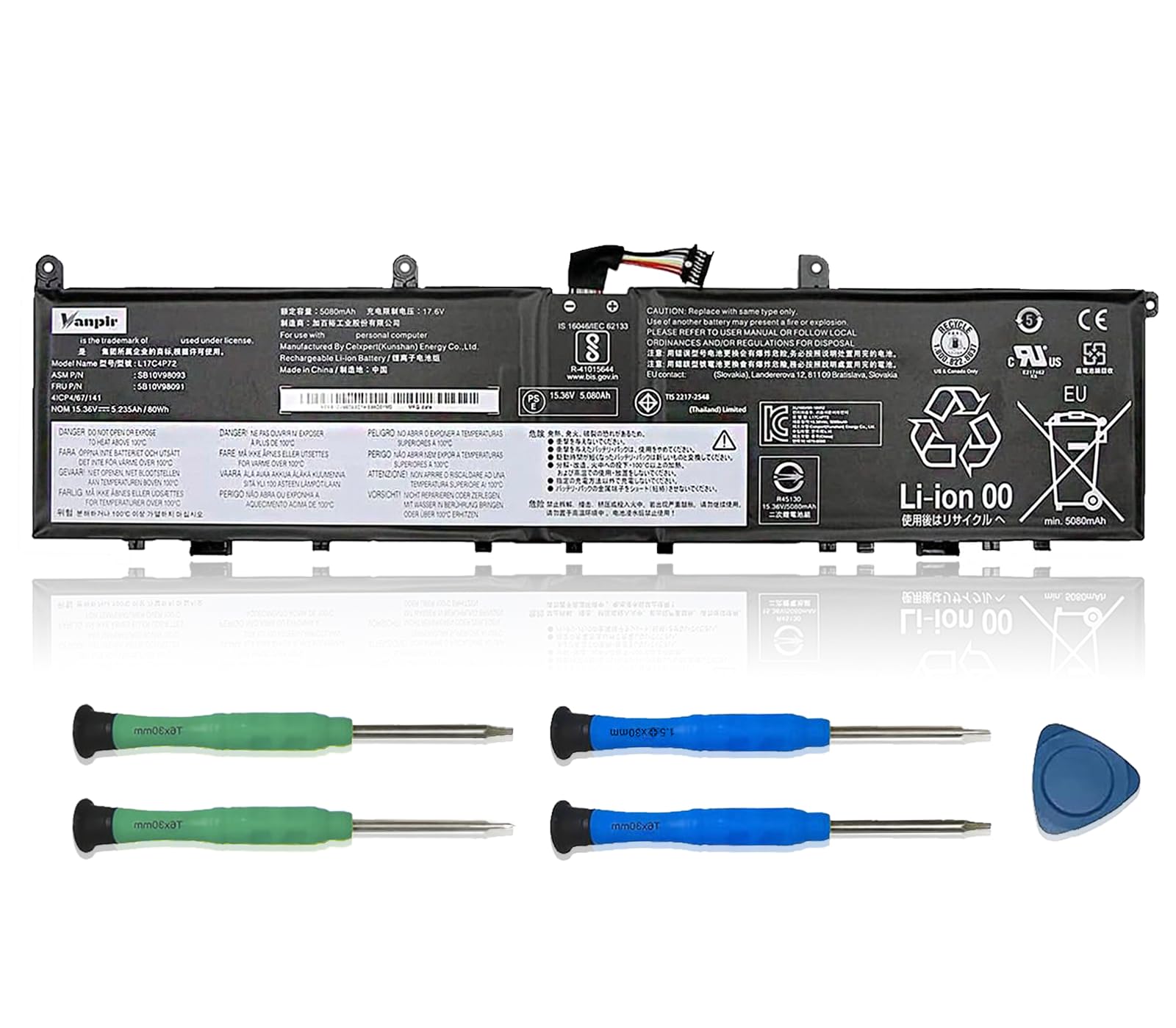 L17C4P72 Laptop Battery,15.36V 80Wh 5235mAh Compatible with Lenovo ThinkPad X1 Extreme 1st Gen/2nd Gen ThinkPad P1 1st Gen/2nd Gen Series L17M4P72 01AY968 01AY969 L18M4P71 01YU911 5B10V98091