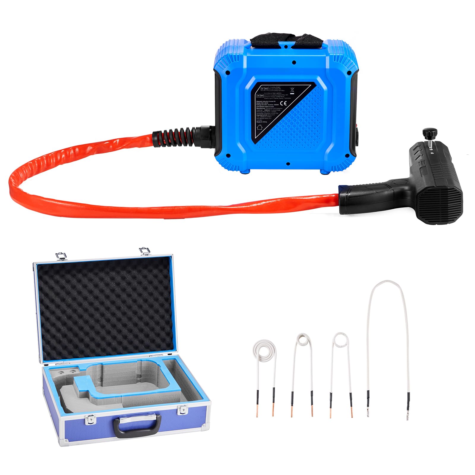 VEVOR Rimozione Bulloni Riscaldatore a Induzione, 1800 W 230 V, Strumento Portatile per la Rimozione di Dadi, Mini Macchina Riscaldante per la Rimozione di Viti Arrugginite, con 4 Bobine
