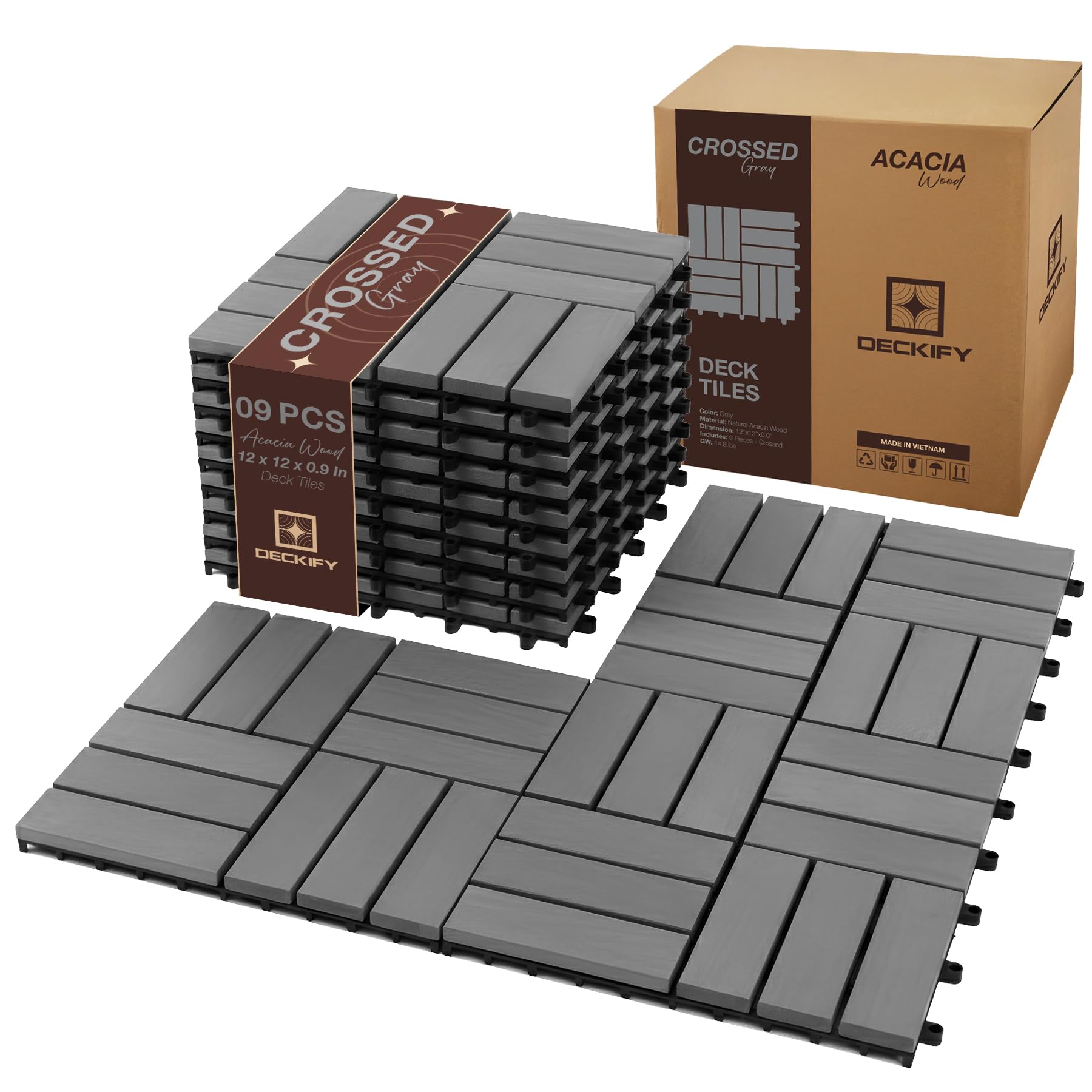 DECKIFY 9-Piece Acacia Wood Tiles