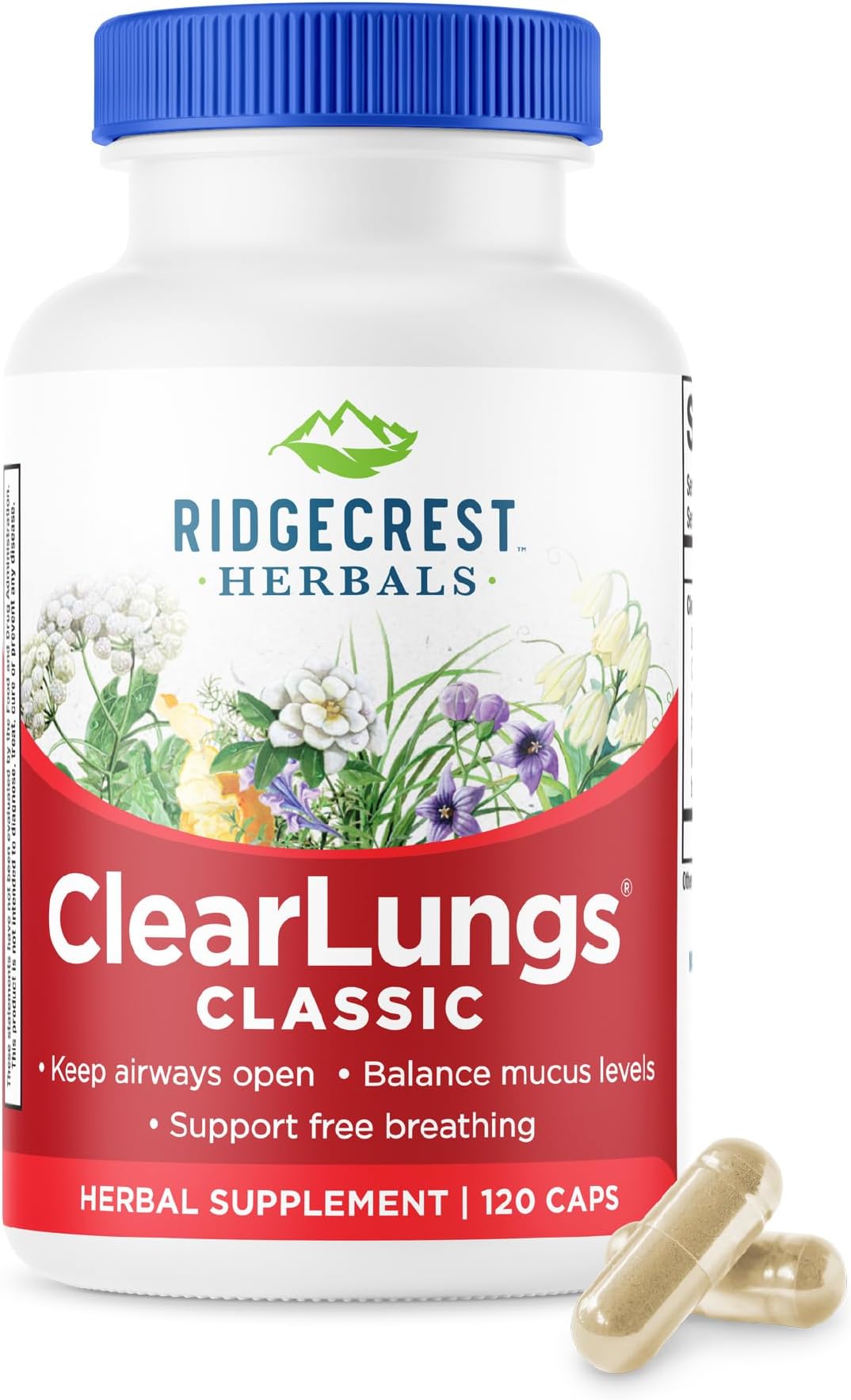 ClearLungs Classic, Daily Health Supplement, Natural Lung and Nasal Wellness Formula for Bronchial, Respiratory, Immune, Sinus, and Mucus Support (120 Vegan Caps, 60 Serv)