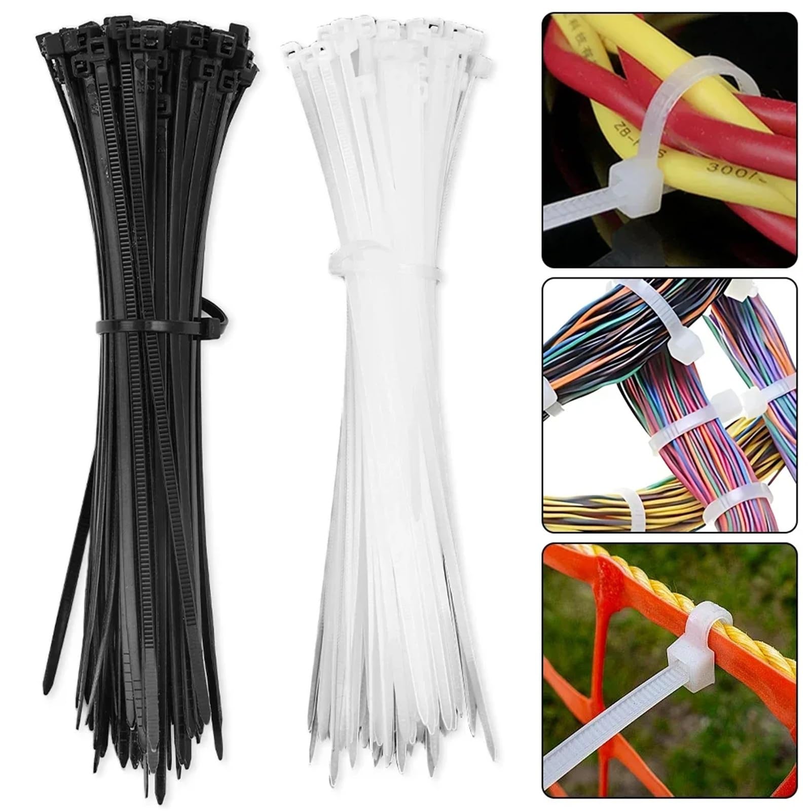 500/100 bridas de plástico de nailon con autobloqueo, correas ajustables de sujeción para el hogar, oficina, alambre largo (5 x 250 mm, 500 unidades)