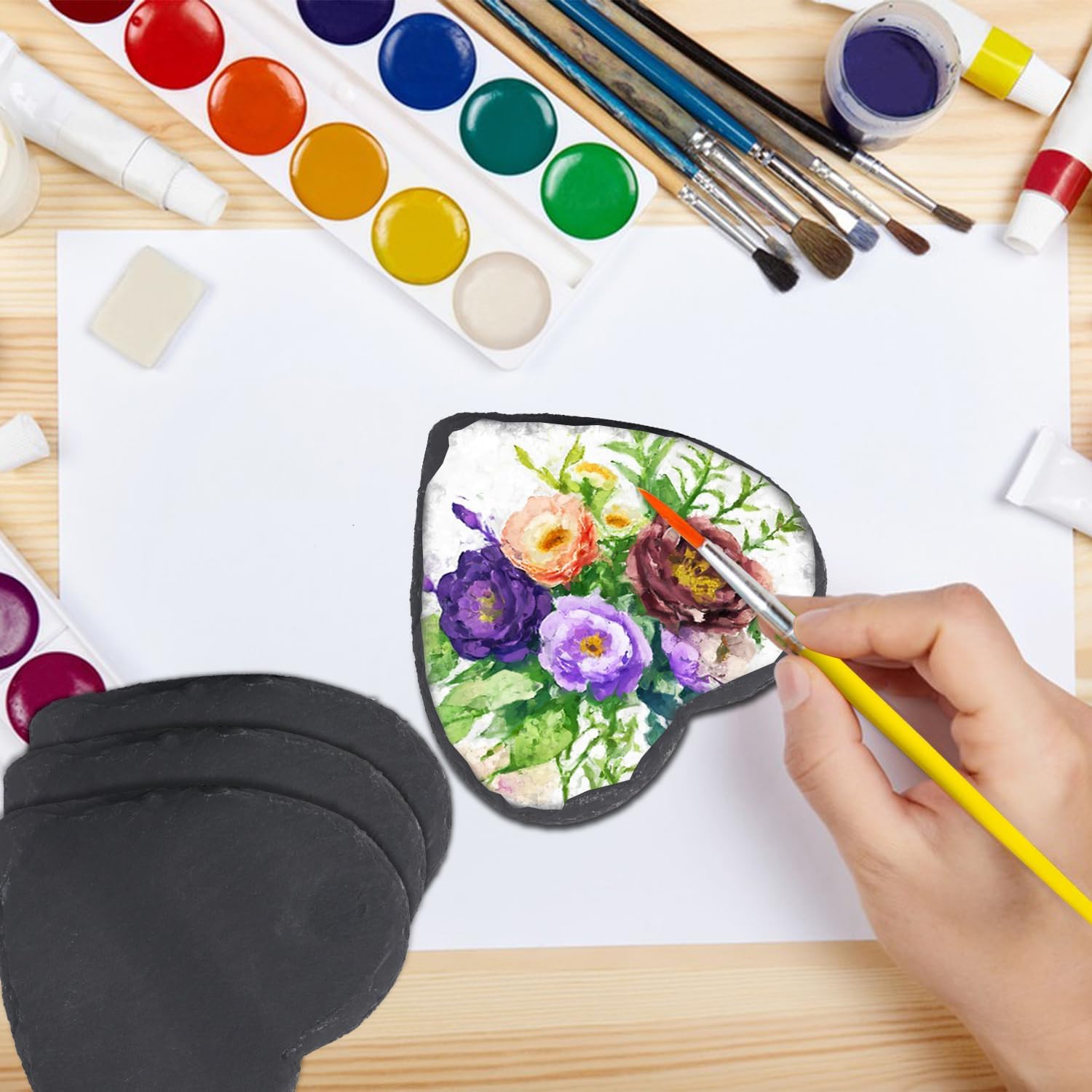 40 Pack 4 Inch Heart Slate Coasters, Black Stone Coasters with Anti-Scratch Bottom, Ideal for Home Decor, Bar, Housewarming Gifts, and Laser Engraving KUKLIPJIM - Image 6