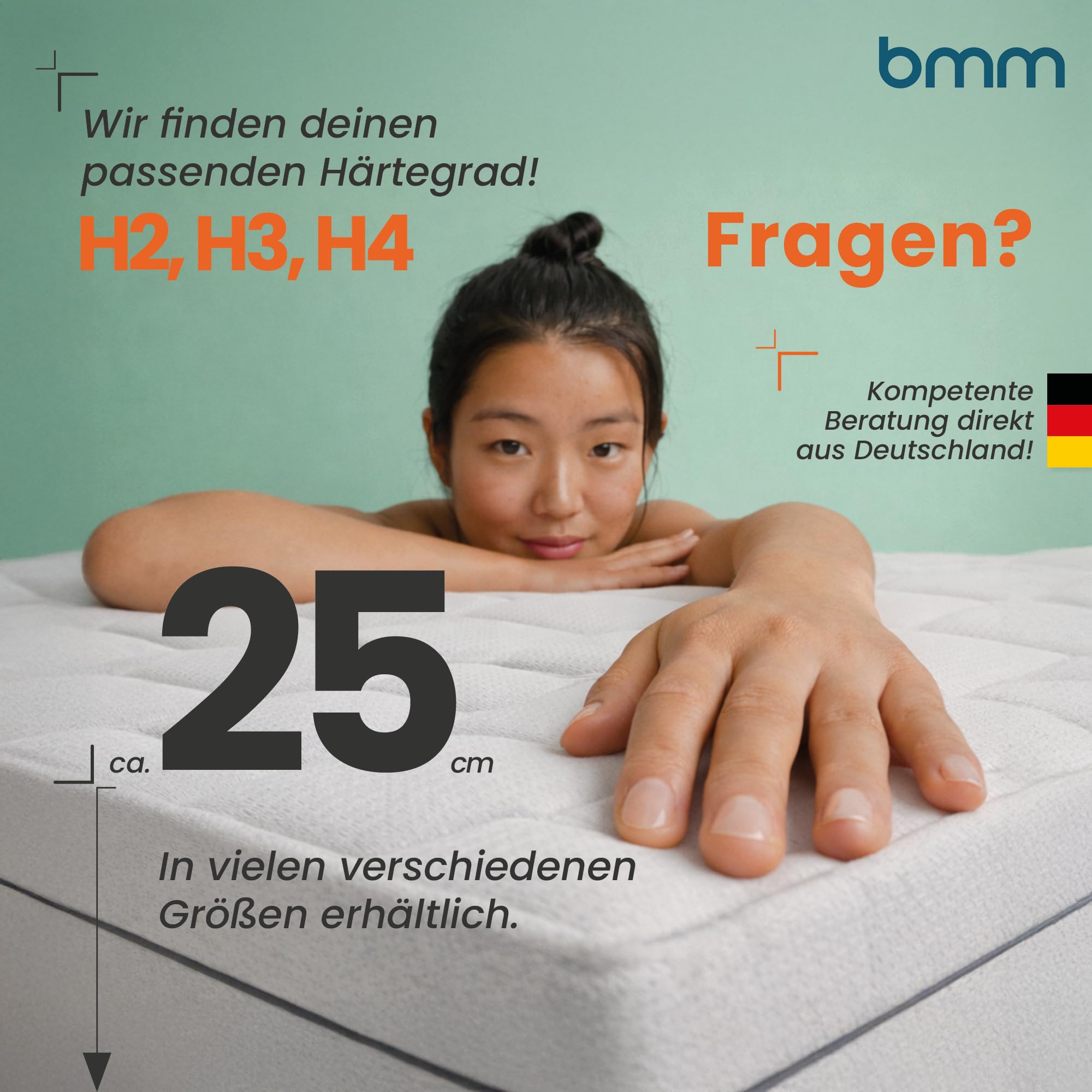 BMM Taschenfederkernmatratze Ortho Medic Plus 100x200 cm H3 25 cm 7-Zonen | Taschenfederkern mit 7 Liegezonen und 25 cm Höhe passt sich Ihrem Körper an und fördert eine natürliche Liegeposition.