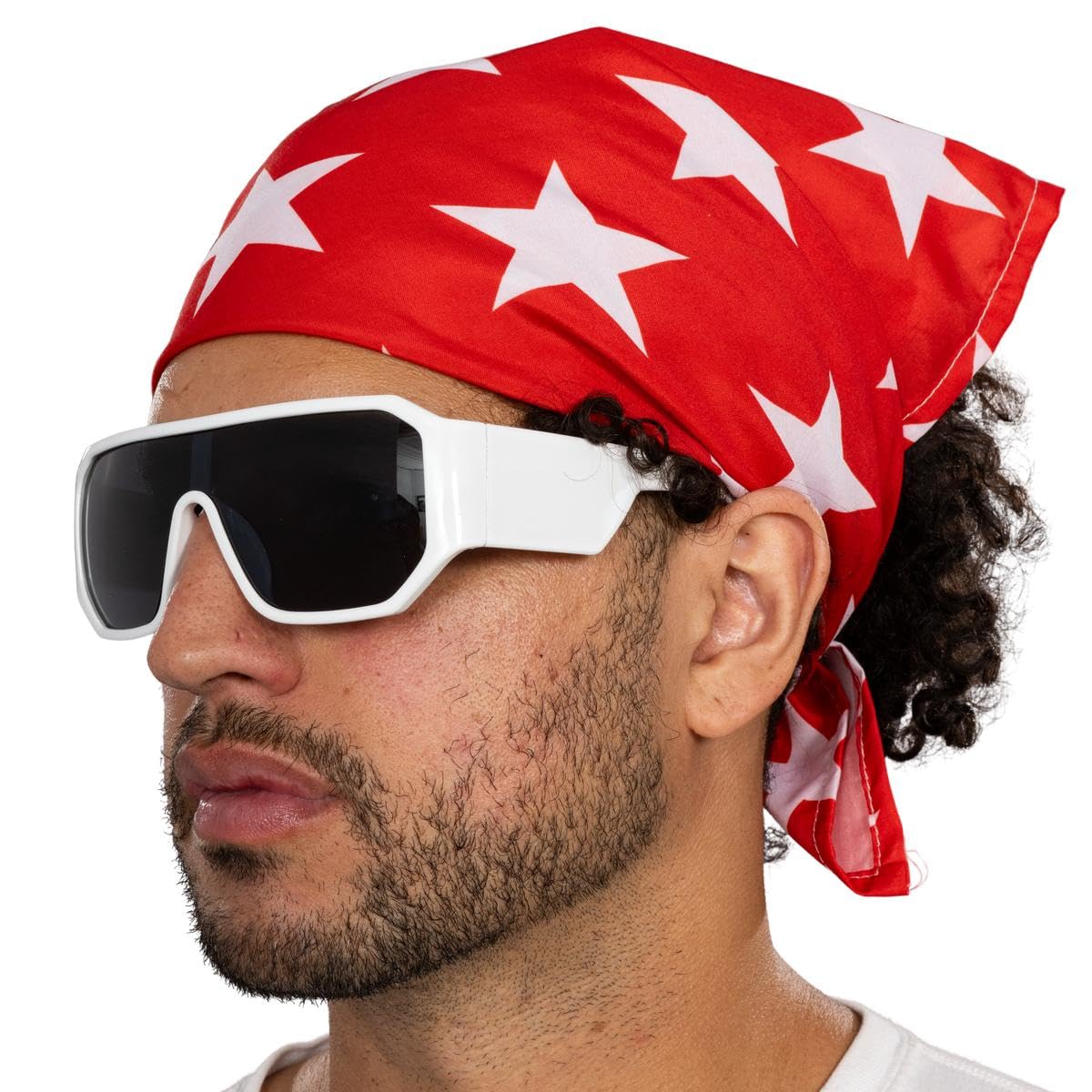 Costume Agent Macho Man Star Printed Costume Bandana and Glasses Set (Red)
