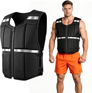 Adjustable Weighted Vest Men,20/30/40lb Rucking Vest for Walking Running | Silicone Weights,Machine Washable, Zippered, Slim Fit, Removable Reflective Strips, Strength Training Vest Hiking Workout