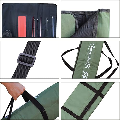 Miniatura 3 de Sougayilang Bolsa de lona para caña de pescar, organizador de caña de pescar, bolsa de almacenamiento para caña de pescar y carrete organizador