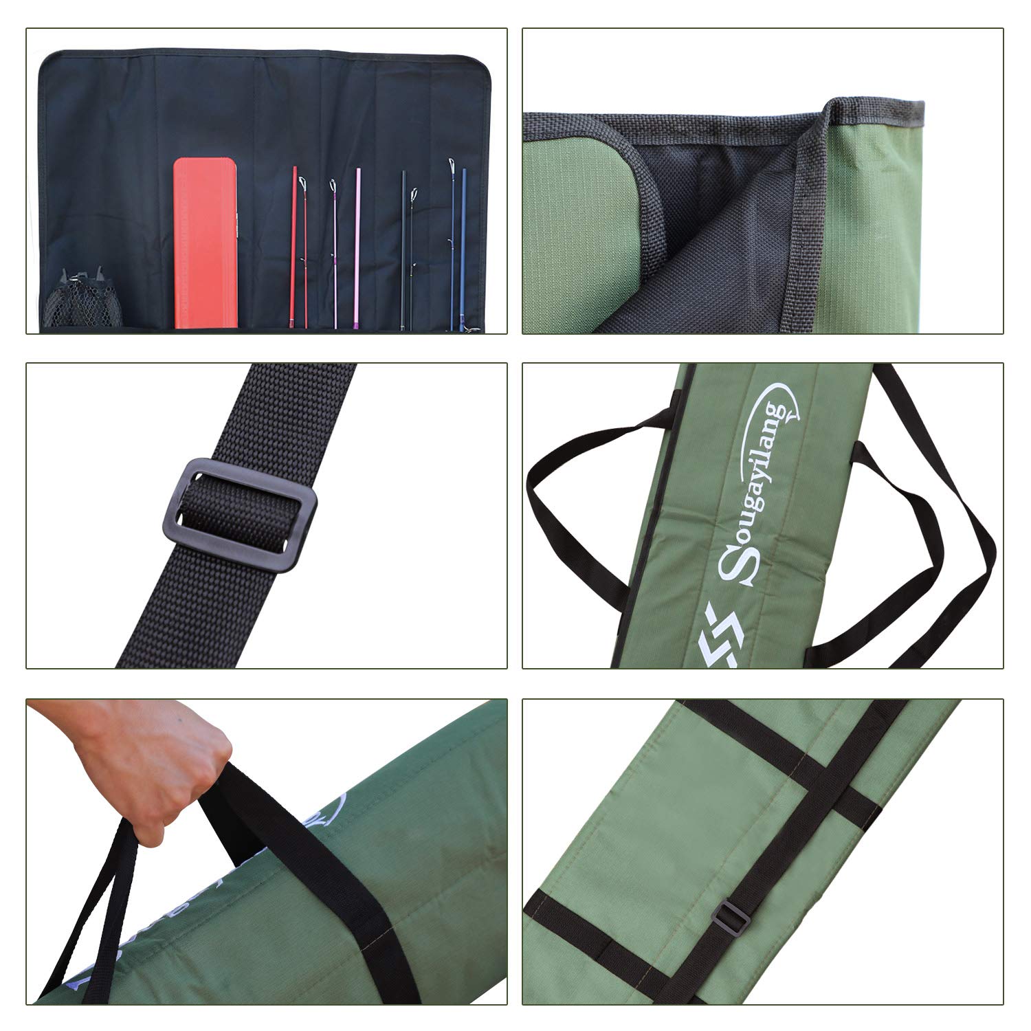 Sougayilang, Borsa per Canna da Pesca in Tela, Organizer per canne da Pesca e Mulinello, Organizer per Viaggi, Regalo per Padre, Fidanzato e Famiglia