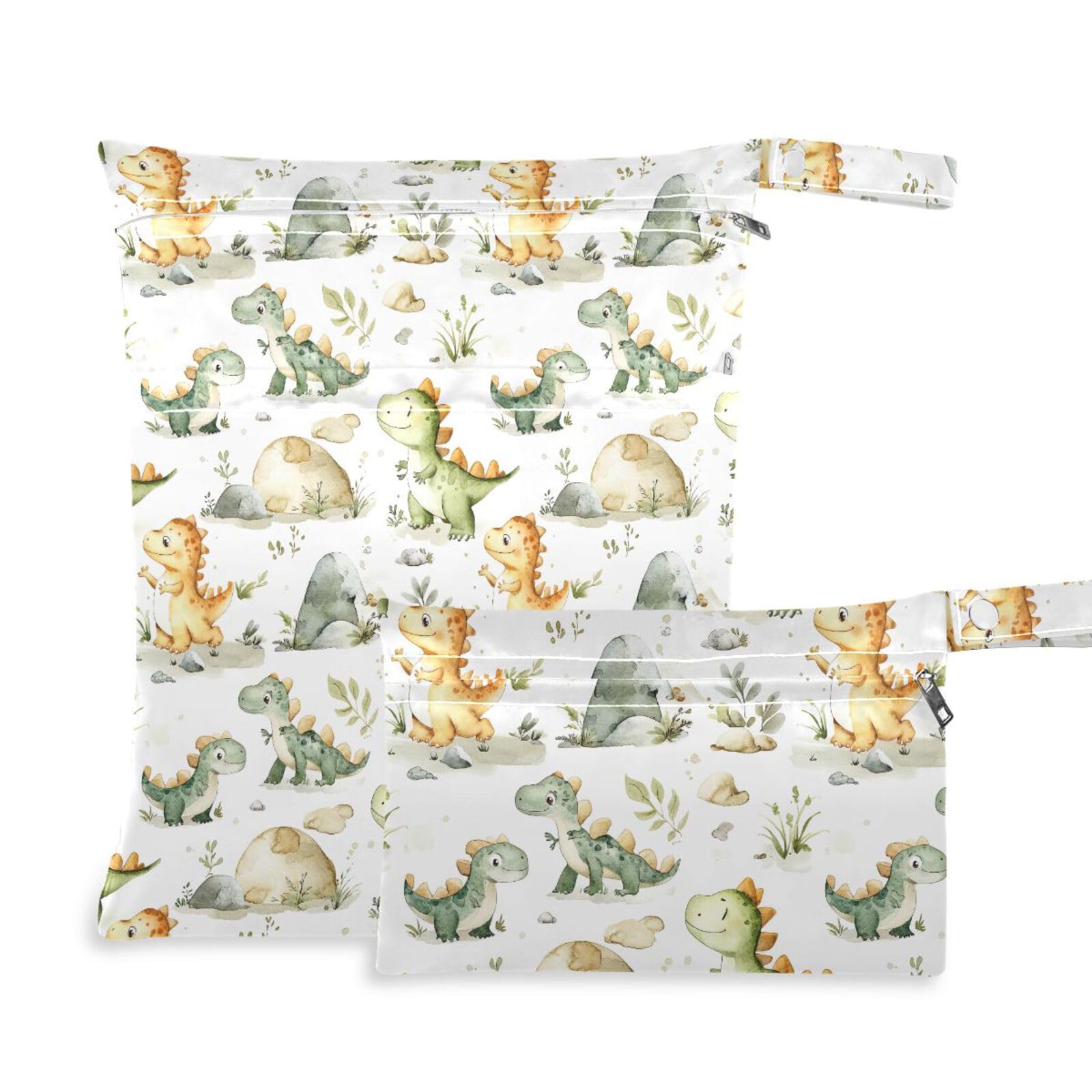 Coikll Wet Dry Bags for Cloth Diaper 2 Pack Waterproof Yoga Gym Bag for Swimsuit Wet Clothes Baby Items-?Cute Dragon?