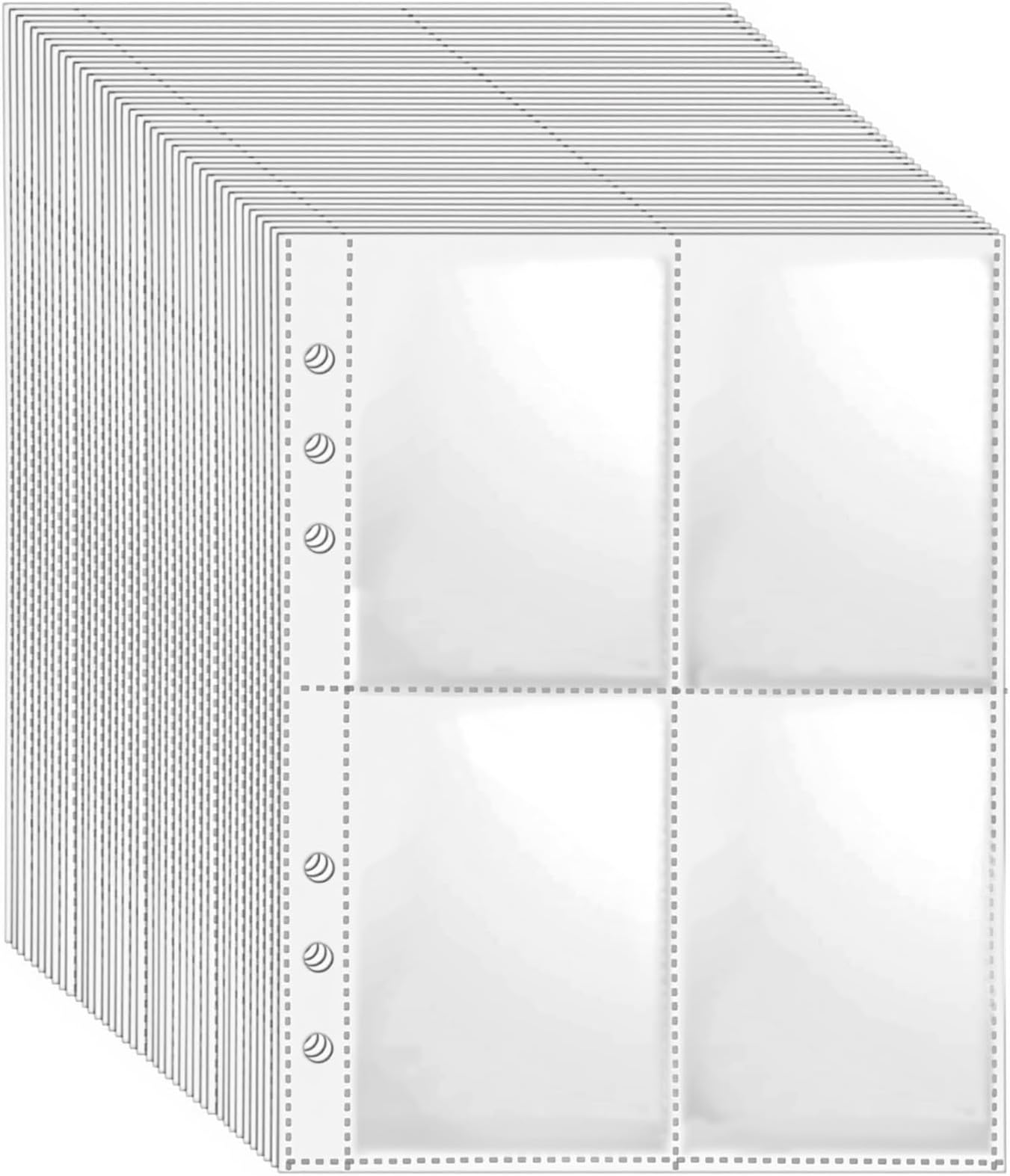 40 Pack 4 Pocket Double-Sided Page Protectors - 6 Ring A5 Binder Inserts Binder Sleeves For 2.5x3.5 Inch Trading Cards - Ultra-Clear Photocard Sheets Photocard Sheets,Card Sleeve Pages for Game Cards,