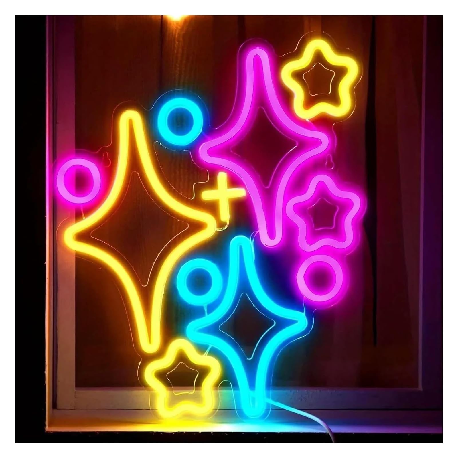 Generico Stelle per insegna al neon da parete, decorazione per interni, per casa, soggiorno, festa, luce notturna alimentata