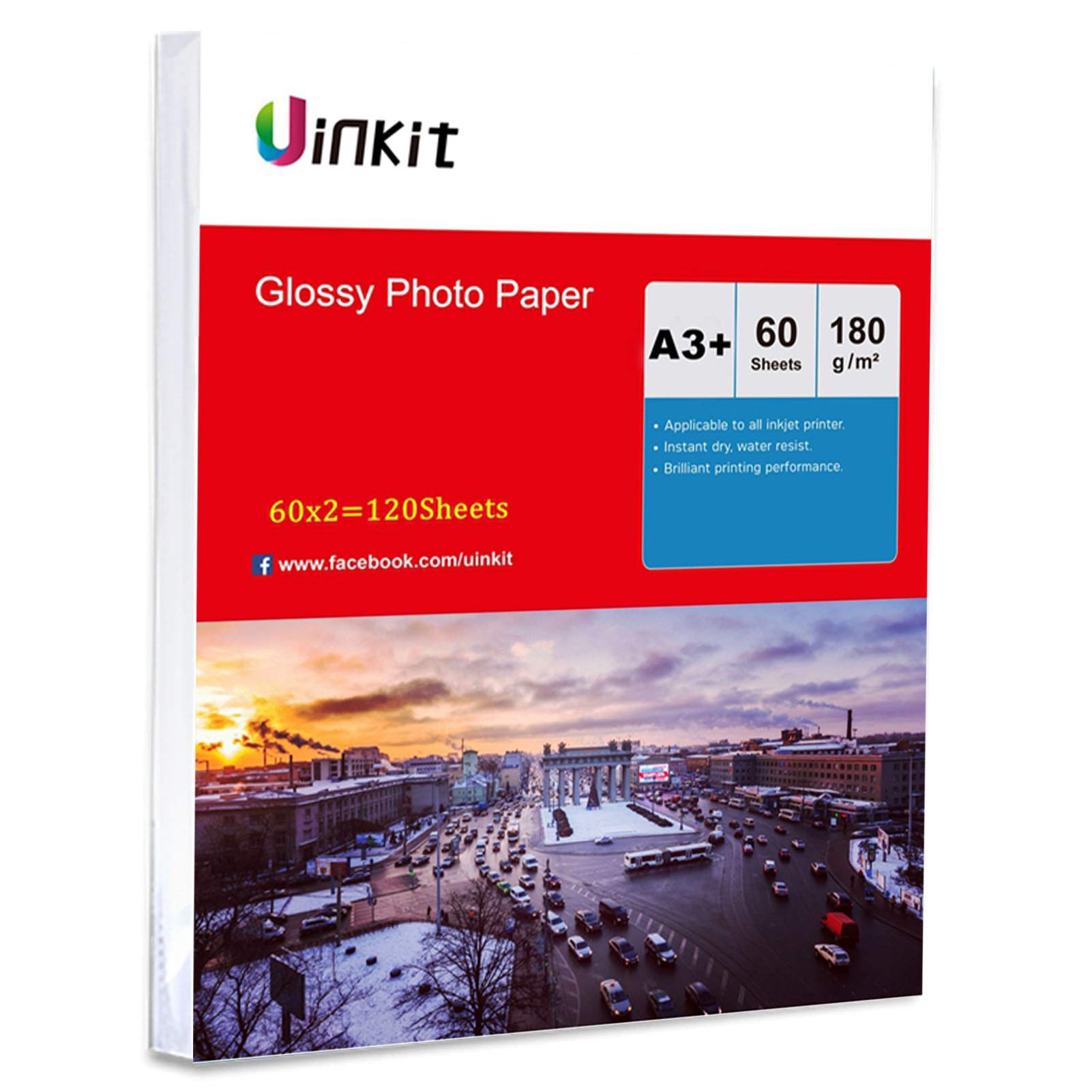 A3 Plus Photo Paper High Glossy -120 Sheets Pack 180Gsm Inkjet Paper 13x19 Inches Uinkit