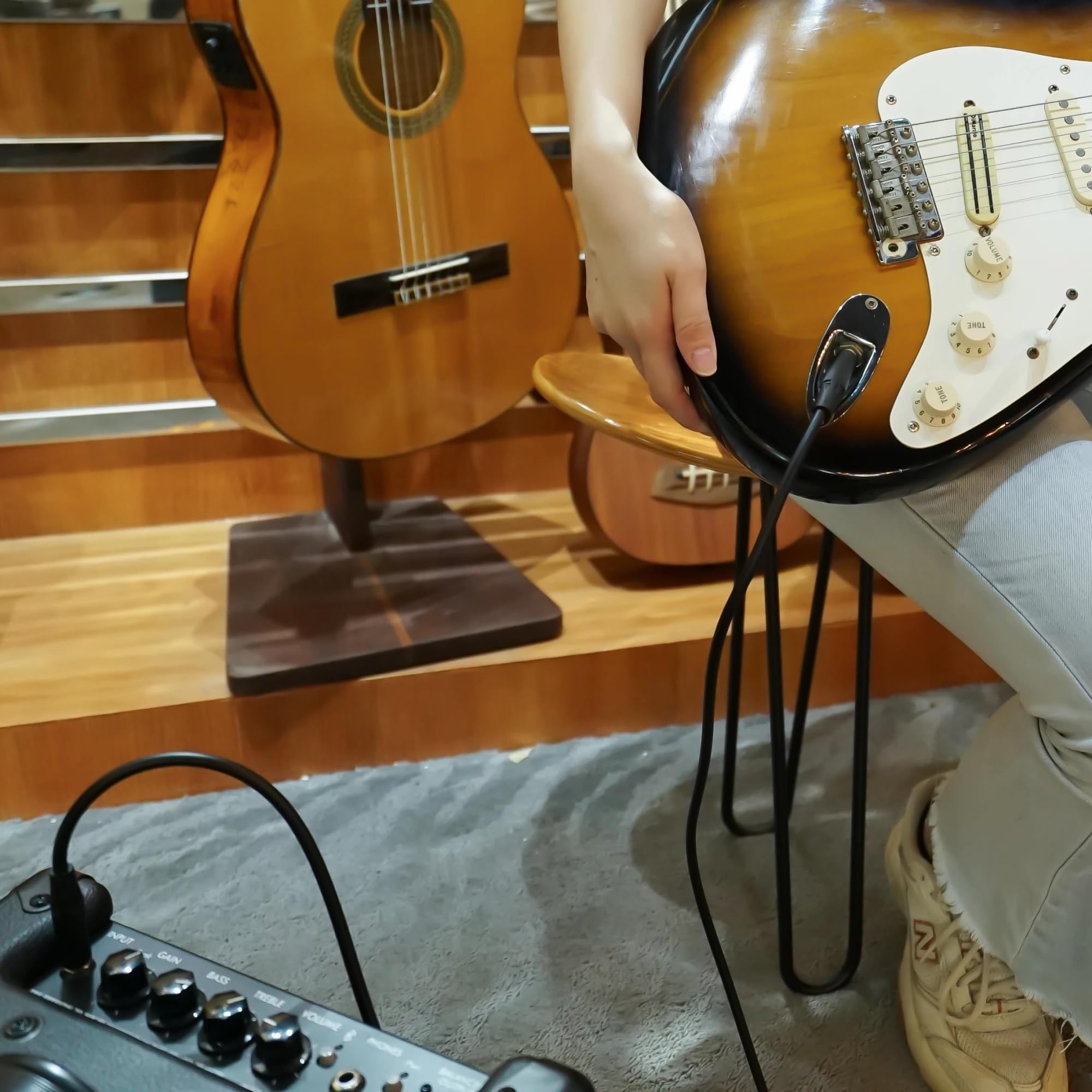 Zestaw Kabli Gitarowych Gitara Elektryczna Kabel Z Prostą Główką PVC 1/4 Cala 10 Metrów