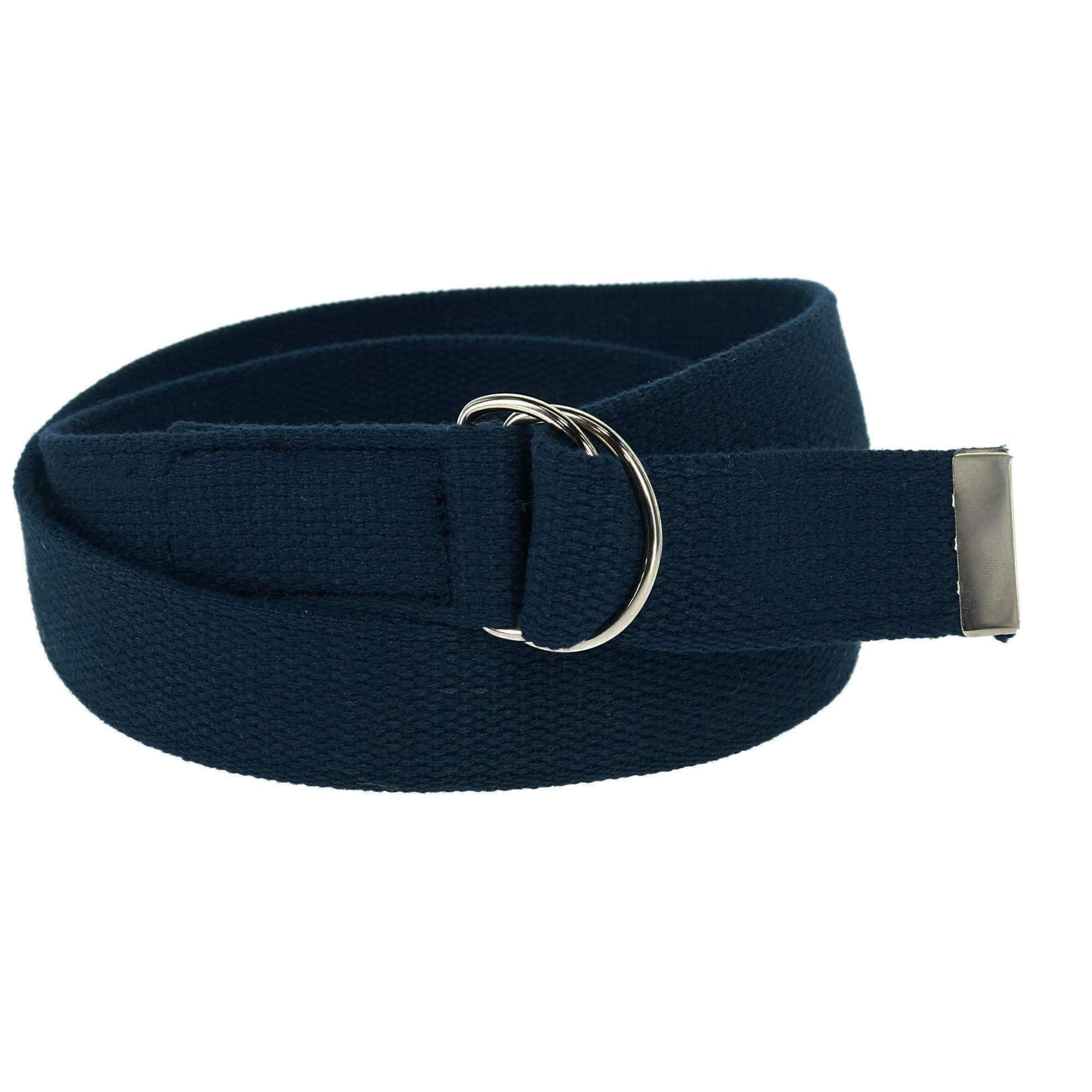CTM Cotton Web 32 mm Belt with D Ring Buckle, Navy