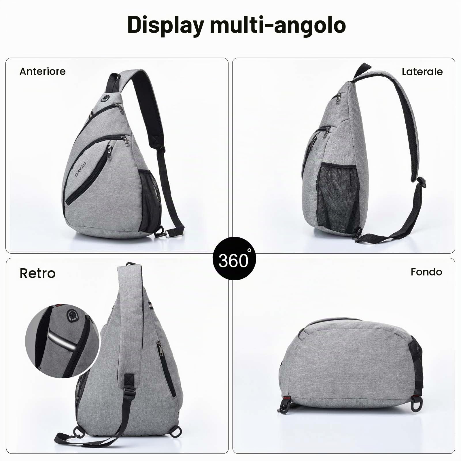 FANDARE Ultraleggero Zaino Monospalla Zaino Spalla Zaino Tracolla Uomo Donna Borsa a tracolla Sling Bag Borsello a tracolla per Trekking Ciclismo Viaggio Piccolo Zainetto Impermeabile Nylon Blu