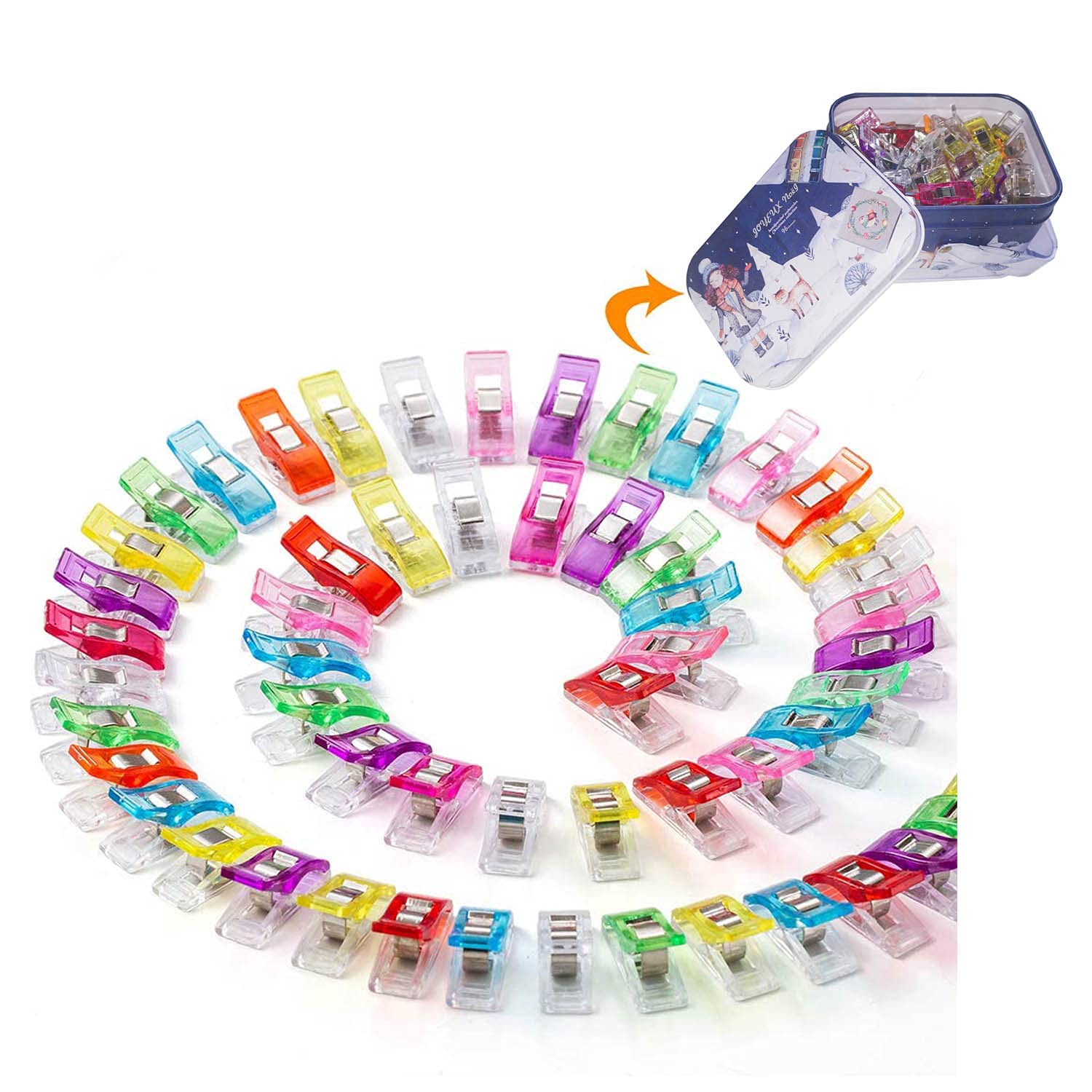Fiv Assorted Sewing Clips 100Pcs Plastic Sewing Clips Quilting Crafting Clips Wonder Clips No Pins Clips For Dressmaking Crafting Patchwork Haberdashery