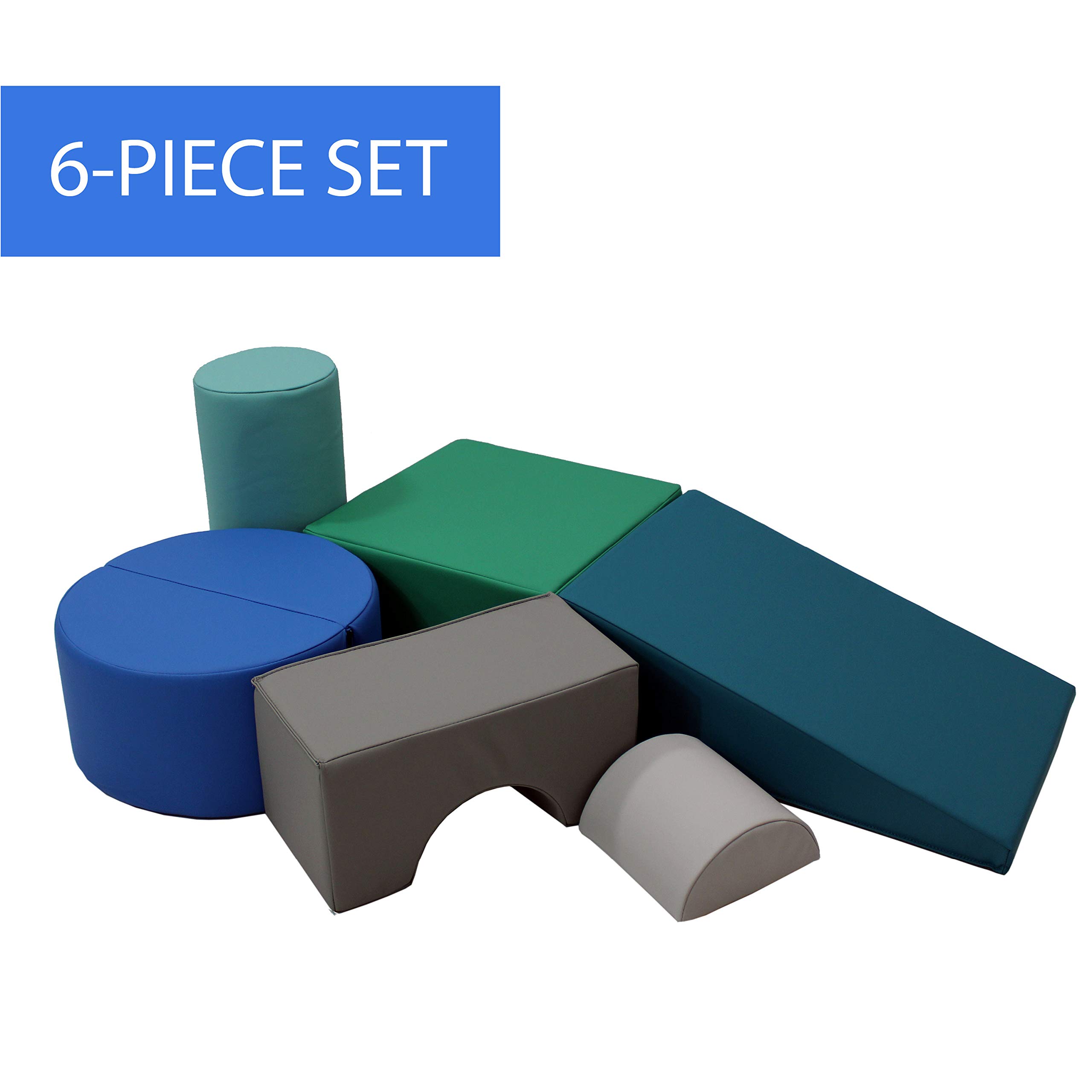 FDP SoftScape Playtime and Climb Multipurpose Soft Foam Playset for Infants and Toddlers; for Little Builders and New Crawlers to Learn Gross Motor Skills at Home or Daycare (6-Piece) - Contemporary