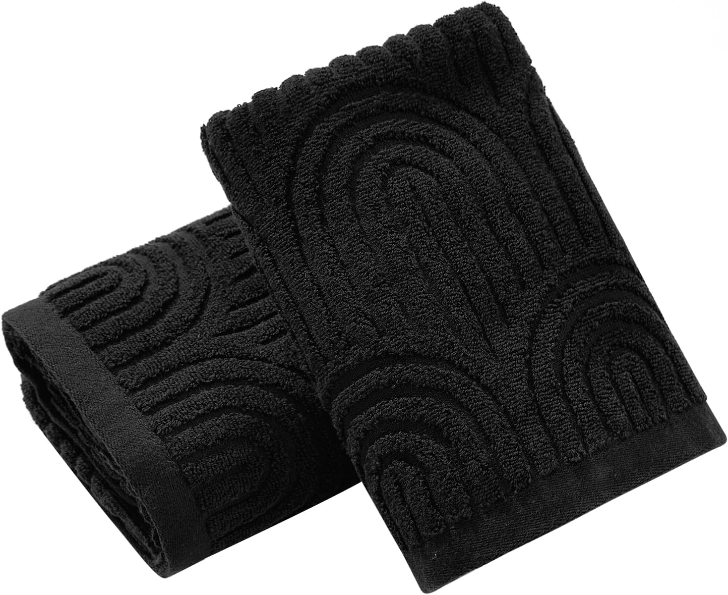 HEAVYWOOD Hand Towels Wave Pattern Jacquard 2pc 100% Cotton Reversible, Soft & Absorbent Decorative Hand Towel for Bathroom Clearance (Orange, 4Packs)