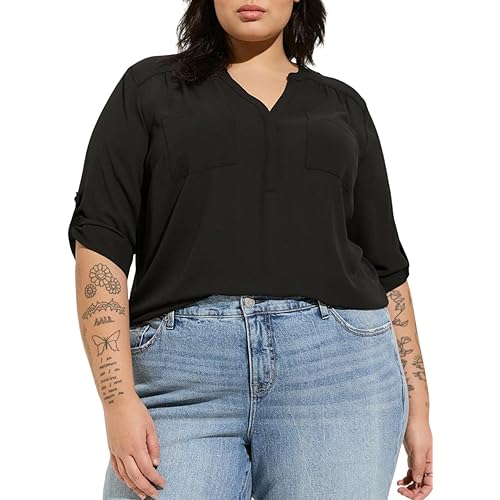 Torrid Women's Plus Size Top - Harper 3/4 Sleeve Pullover Blouse