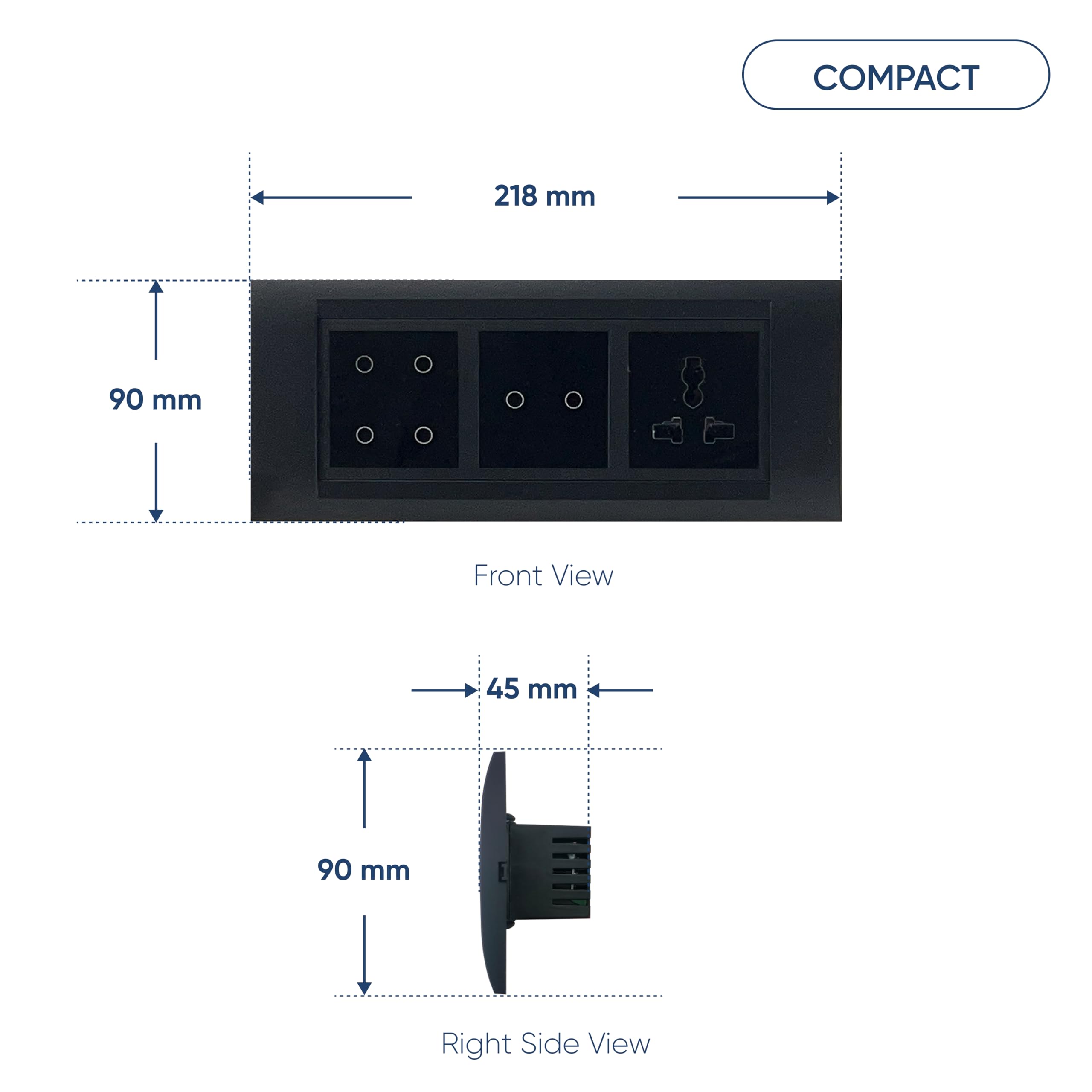 Aziot 6 Module Switch Board Plate | Smart 4 Touch, 2 Touch SW & Socket (Glass Finish) | WiFi+BLE | Google, Alexa & Siri (Black) 2