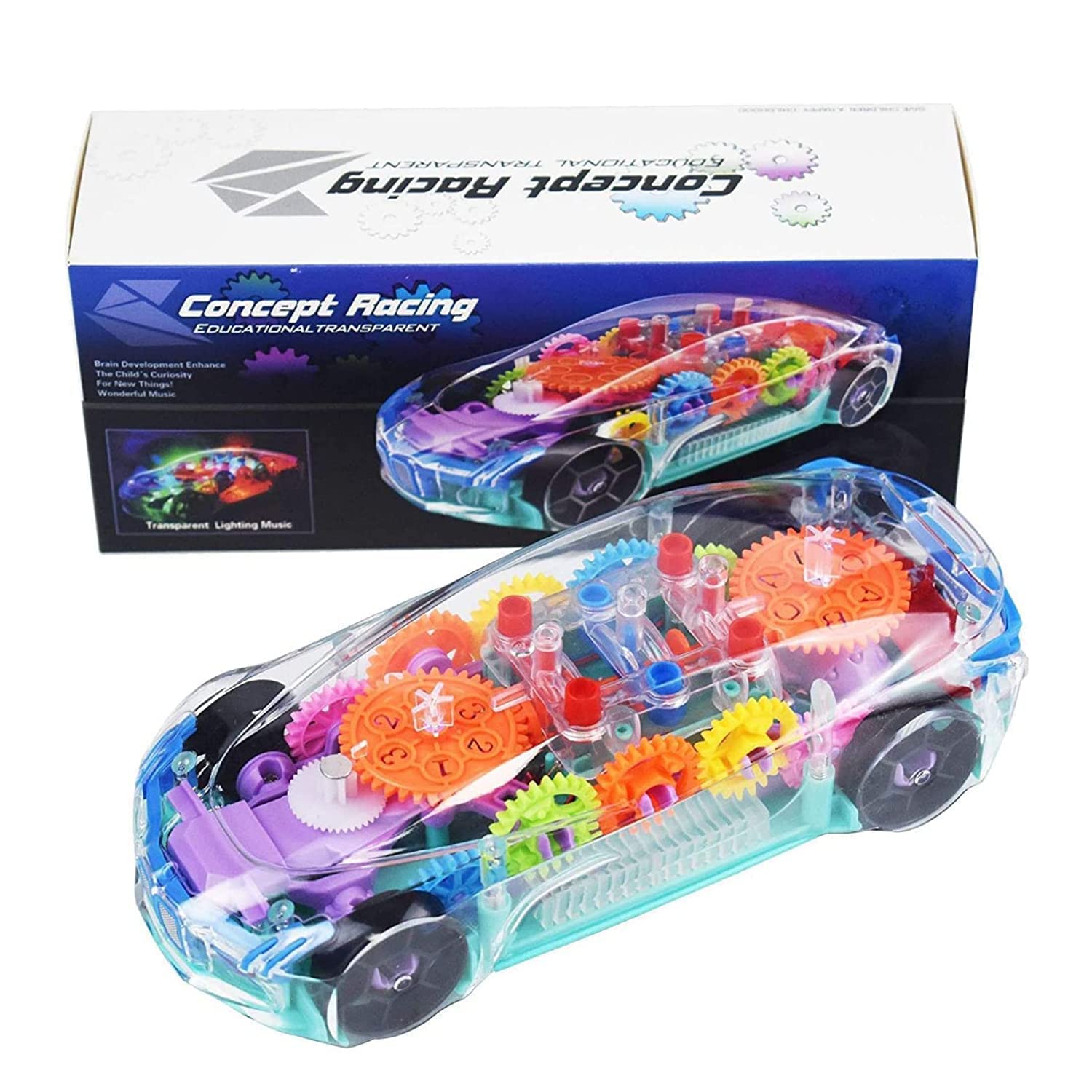 KAIRA TOY Gear Car Racing Transparent Car | 3D Concept Super Car Toy for Kids with 360 Degree Rotation | Small Size Gear Simulation Mechanical Car Technology Sound & Light Toys for Kids Boys & Girls (B0CBM9MSYM) Amazon Price History, Amazon Price Tracker