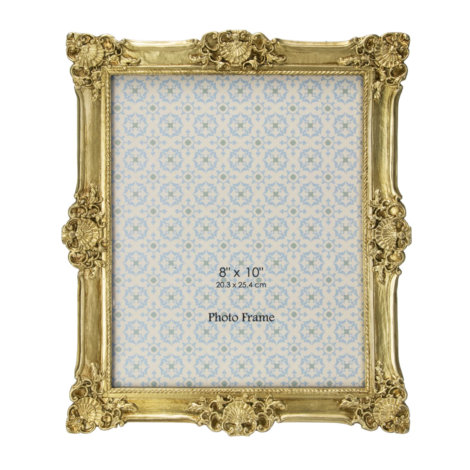 GUOER8x10 Picture Frames Vintage Photo Frame with Glass Front Antique Picture Frame for Tabletop Wall Hanging (8x10, New Golden)