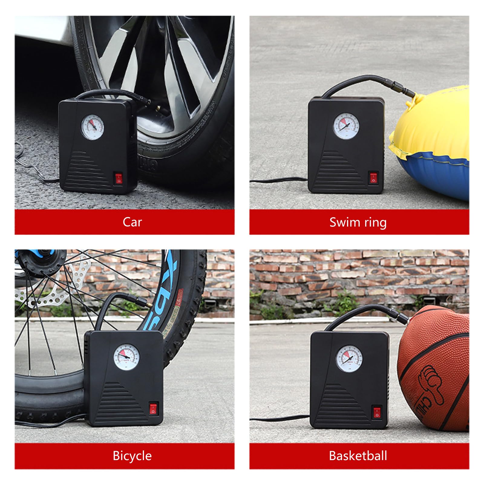 Compressore d'aria portatile Auto elettrica Automatico Moto BicycleBall Gonfiatore di pneumatici Rivelatore di pressione digitale Compressore d'aria Portatile per Auto Gonfiatore Pneumatico Attacco