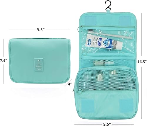 Miniatura 2 de Trawila Neceser colgante de viaje, bolsa de cosméticos, organizador de maquillaje para hombres y mujeres con gancho resistente, Azul, Moda