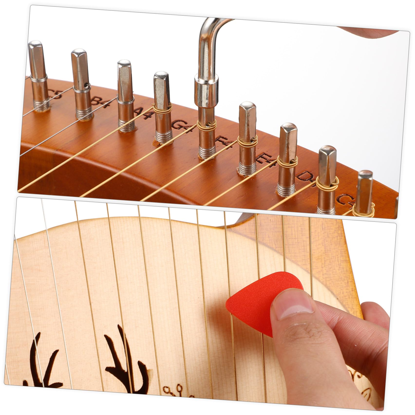 Homoyoyo Set di Arpa Lira in Legno con 19 Corde e Borsa Nera, Strumento Musicale per Principianti con Chiave di Accordatura e Design a Bordo Arrotondato