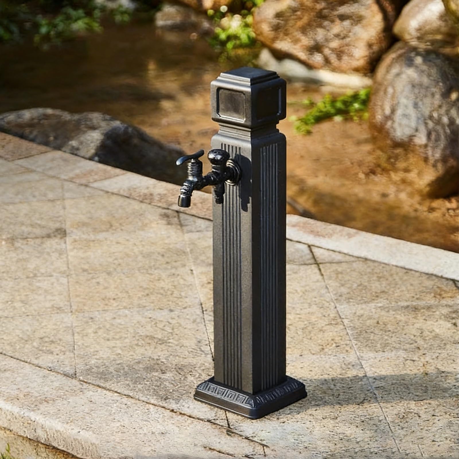 XDLEDMKIZ Outdoor Water Column Garden Hydrant with Copper Faucet and Spray Gun, Frost-Proof Freestanding Water Spigot, Dual Inlet Yard