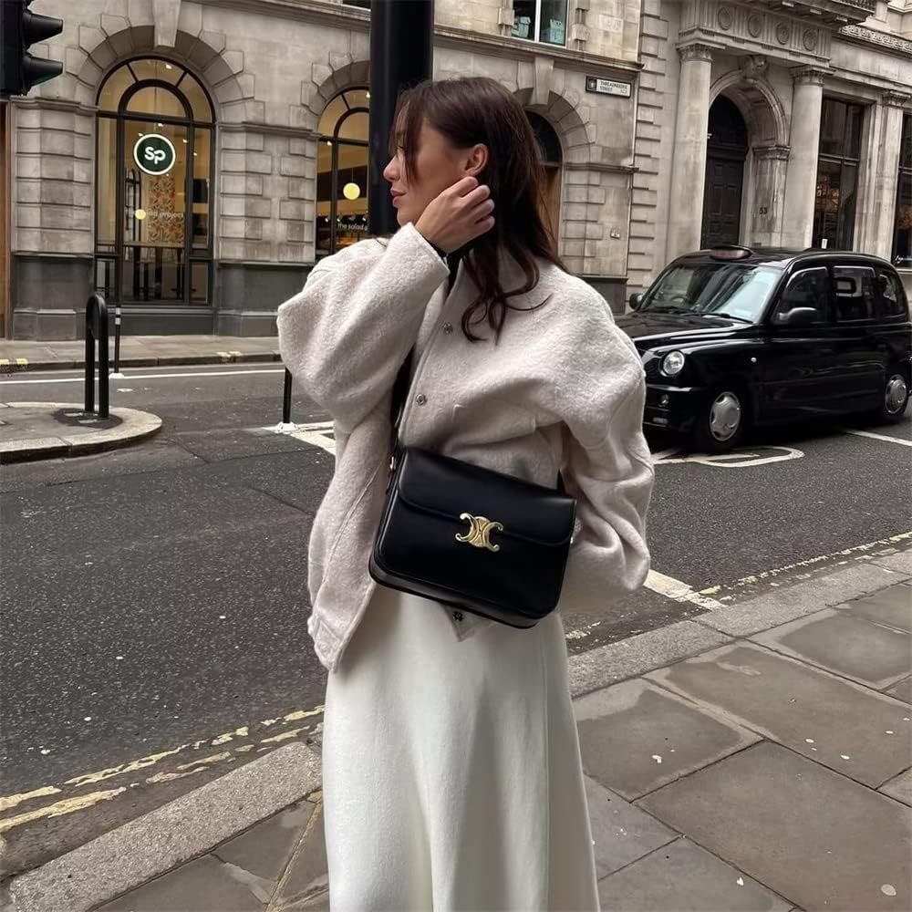 Lumister Women's Wool Blend Streetwear Bomber Jacket Button Closure Stand-Collar Shacket Oversized Varsity Jacket(0557-Beige-M) - Image 5