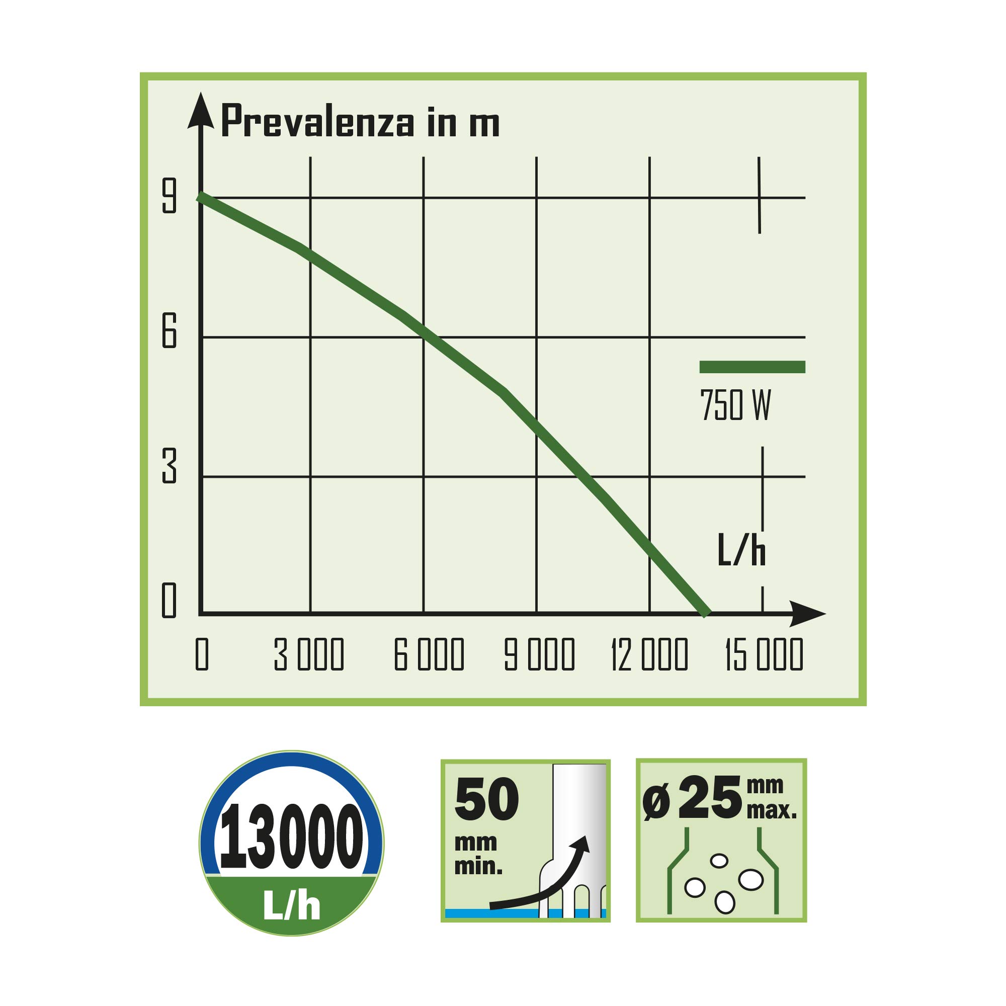 RIBILAND - Vakuumpumpe für geladenes Wasser, Edelstahl, 750 W