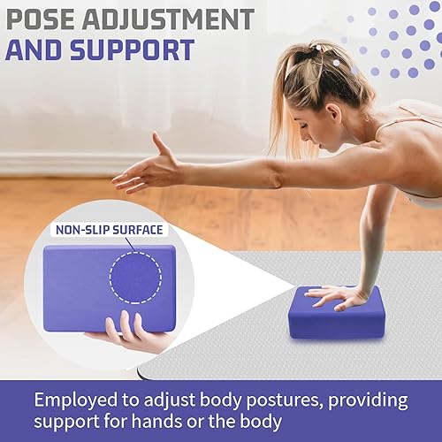 Miniatura 4 de Yoga Blocks 2 Pack, EVA Foam Yoga Block Supportive, Non-Slip Exercise Blocks, Yoga Accessories for Pilates, Meditation, Balance, Stretching and Deep