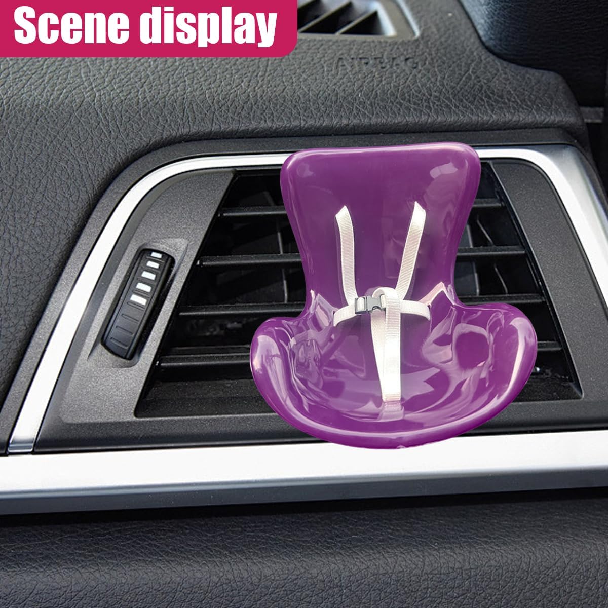 Funny Car Dashboard Air Vent Trim Clip, Cute Doll Seat Car Air Outlet Clip, Creative Chair Auto Diffuser Clip for Dolls Display, Automotive Interior Decoration Accessories (Purple)
