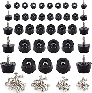 smseace 50PCS(Five Sizes) Black Rubber Feet Pad, Built-in Stainless Steel Gasket and Screws. Soft, Non-Slip, Small Rubber ...
